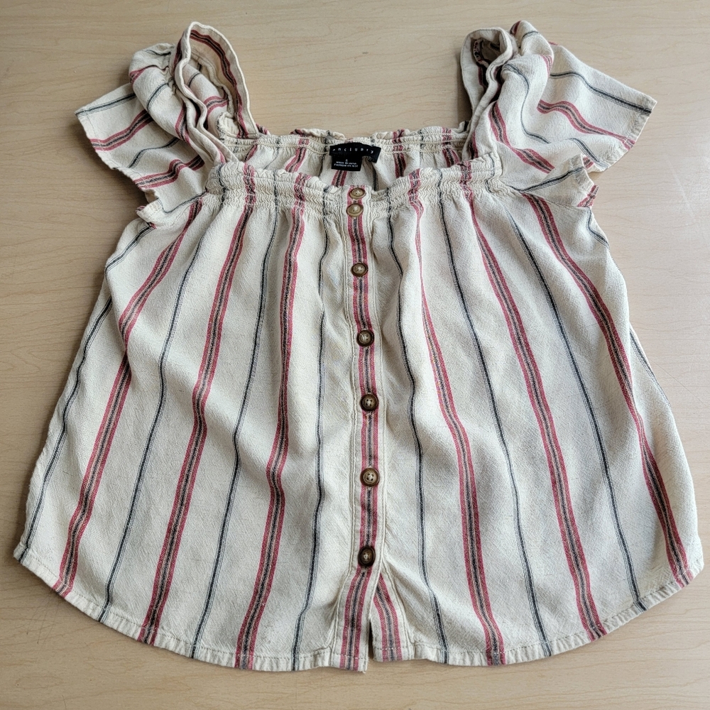 Sanctuary Cream and Red Striped Top Small